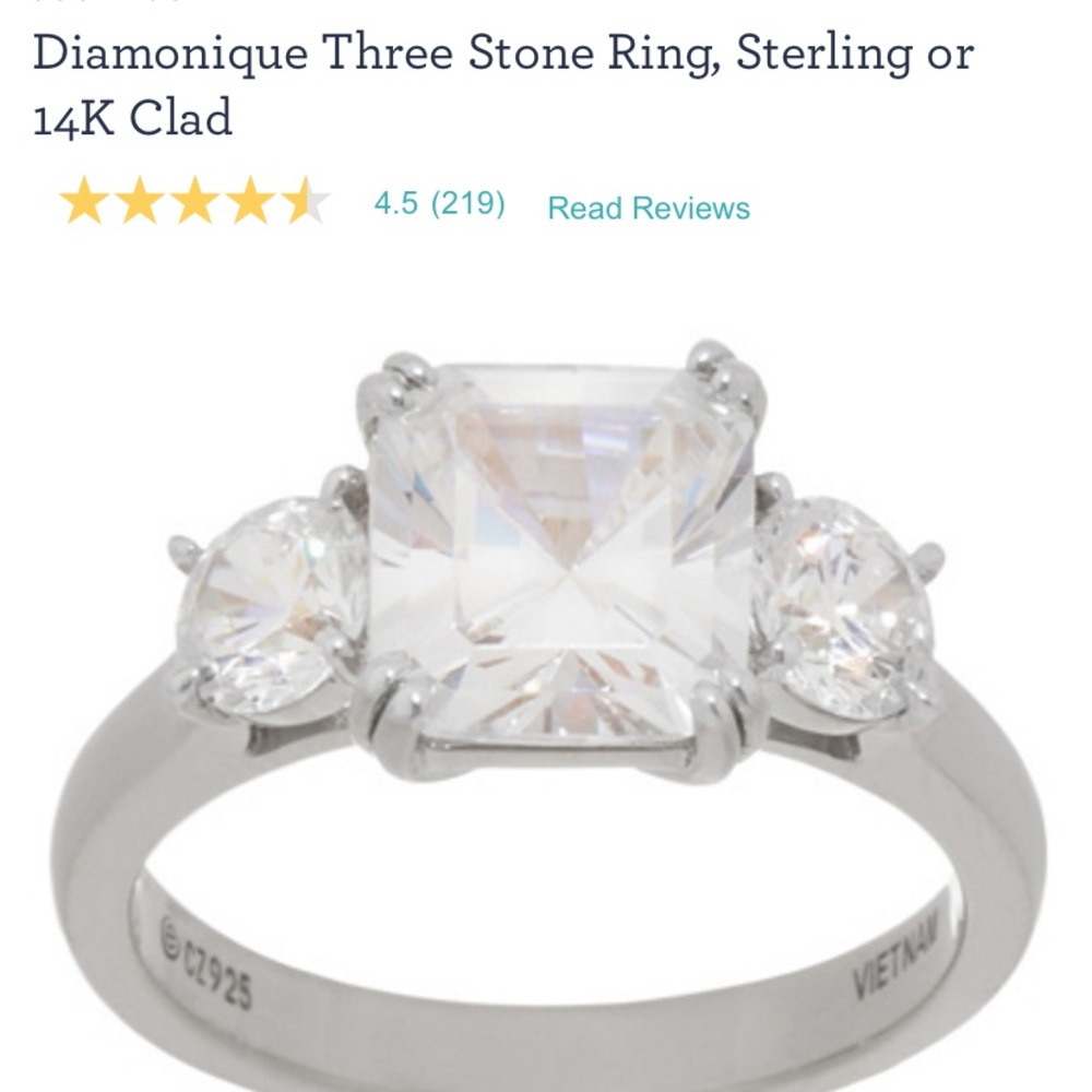 QVC Diamonique 3 Stone Ring